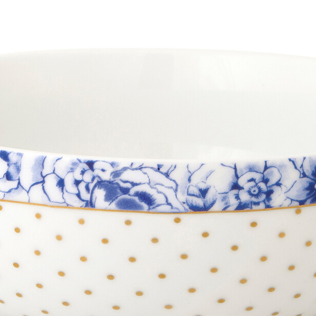 Set 6 boluri albe cu bordura, decor floral si buline ROYAL