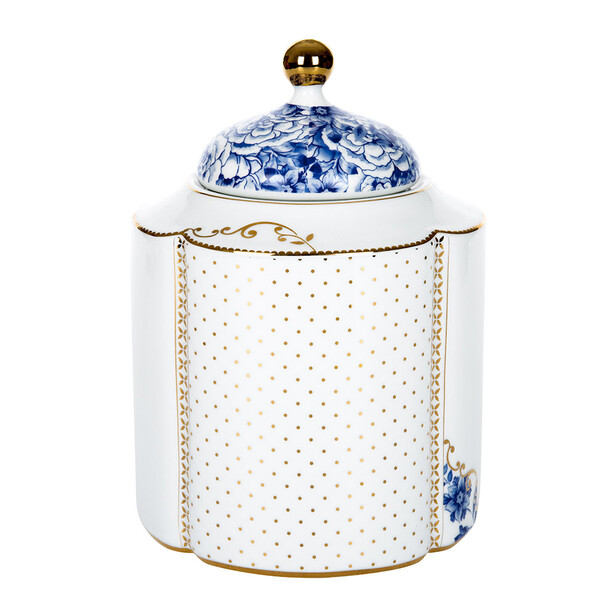 Borcan pentru biscuiti, decor floral ROYAL WHITE
