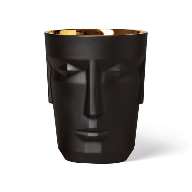 PROMETHEUS – Pahar înalt negru mat cu interior placat cu aur, din porțelan fin