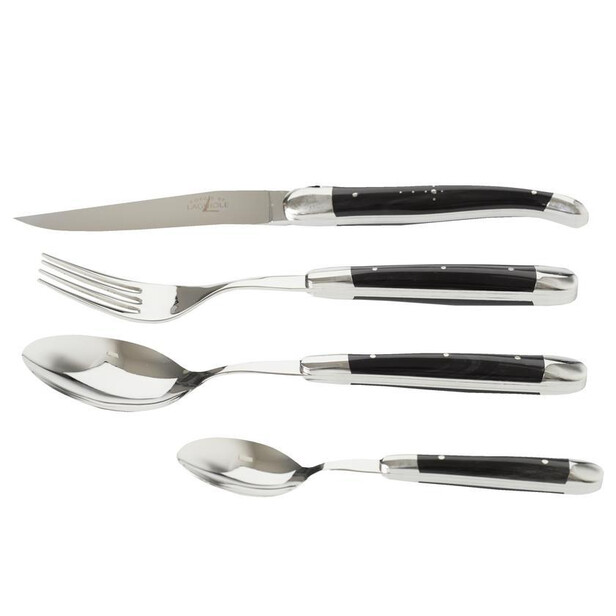 Set 6 lingurite cu maner din corn negru FORGE DE LAGUIOLE