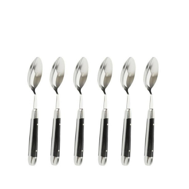 Set 6 lingurite cu maner din corn negru FORGE DE LAGUIOLE