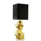 PYRITE - Lampa mare de masa cu bază din ceramică aurie și abajur din mătase neagră