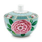 Bol cu capac pentru zahar, design floral si pasari BLUSHING BIRDS blue