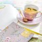 Set 6 cesti pentru ceai sau cafea, cu farfurie, design exotic cu maimute LA MAJORELLE pink