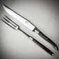 Set cutit si furculita pentru transat carne cu manere din Corn Negru BLACK HORN